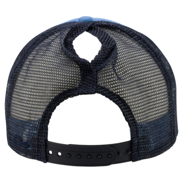 Infinity Her Women's Foam Trucker Cap, Light Blue / Navy / Navy / Graffiti, Back view