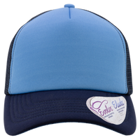 Infinity Her Women's Foam Trucker Cap, Light Blue / Navy / Navy / Graffiti, Front view