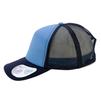 Infinity Her Women's Foam Trucker Cap, Light Blue / Navy / Navy / Graffiti, Left Side view