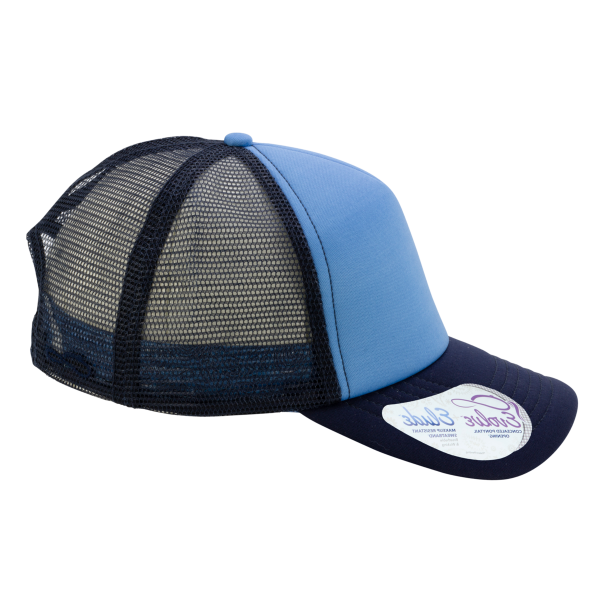 Infinity Her Women's Foam Trucker Cap, Light Blue / Navy / Navy / Graffiti, Right Side view