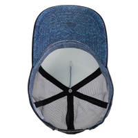 Infinity Her Women's Foam Trucker Cap, Light Blue / Navy / Navy / Graffiti, Visor view