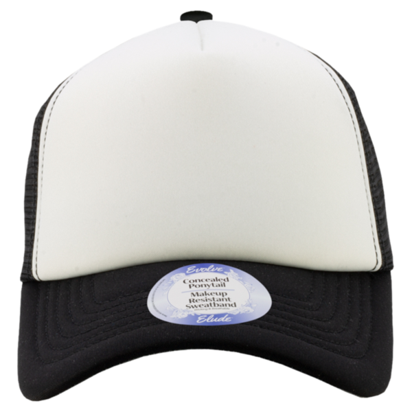 Infinity Her Women's Foam Trucker Cap, White / Black / Camo / Camo, Front view