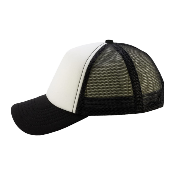 Infinity Her Women's Foam Trucker Cap, White / Black / Camo / Camo, Left Side view