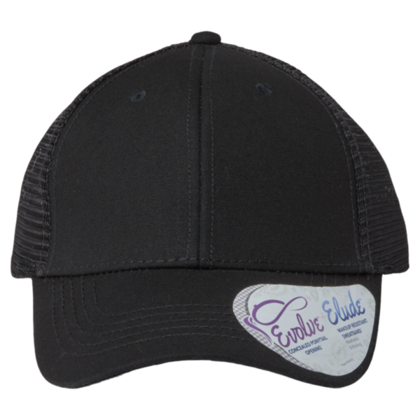 Infinity Her Women's Modern Trucker Cap, Black / Black, Front view
