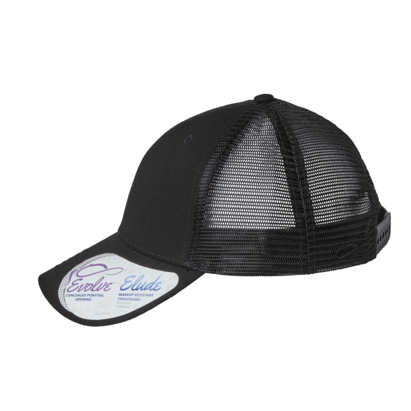 Infinity Her Women's Modern Trucker Cap, Black / Black, Left Side view