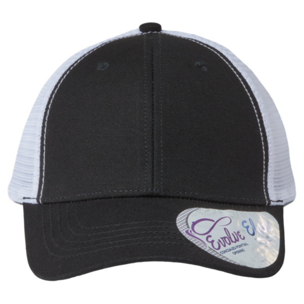 Infinity Her Women's Modern Trucker Cap, Black / White, Front view