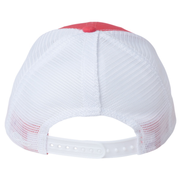 Infinity Her Women's Modern Trucker Cap, Coral / White, Back view
