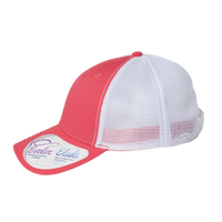 Infinity Her Women's Modern Trucker Cap, Coral / White, Left Side view