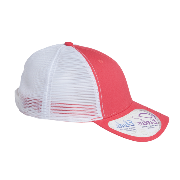 Infinity Her Women's Modern Trucker Cap, Coral / White, Right Side view