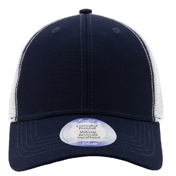 Infinity Her Women's Modern Trucker Cap, Dark Navy / White, Front view