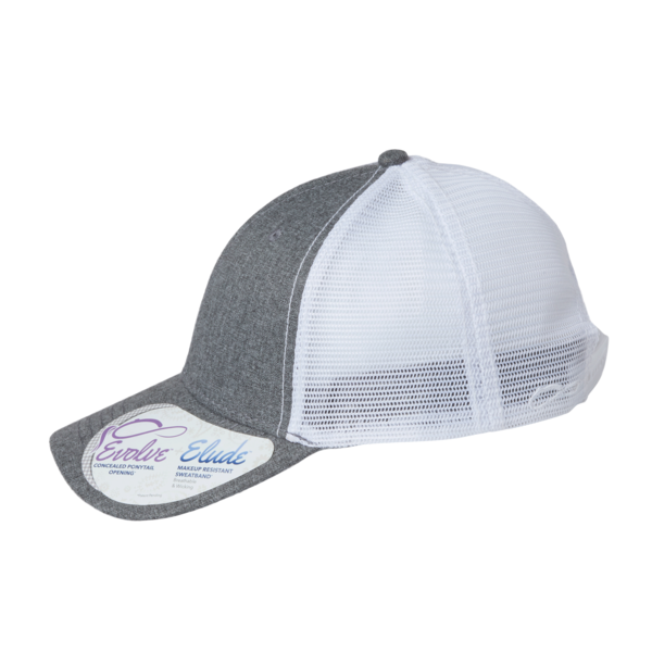 Infinity Her Women's Modern Trucker Cap, Grey / White, Left Side view