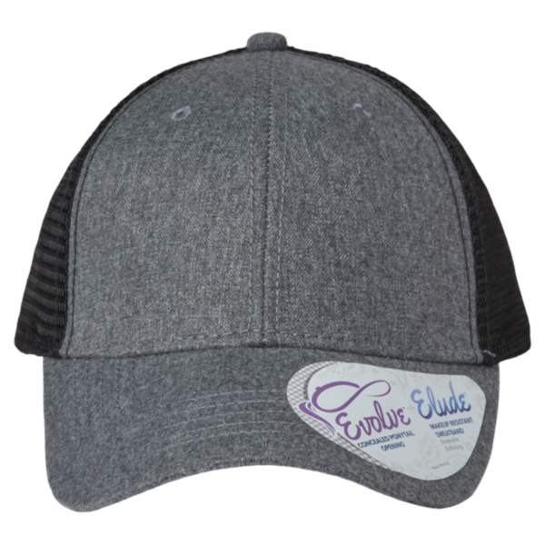 Infinity Her Women's Modern Trucker Cap, Heather Grey / Black, Front view
