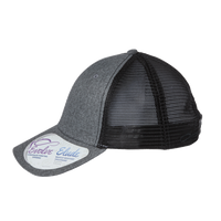 Infinity Her Women's Modern Trucker Cap, Heather Grey / Black, Left Side view