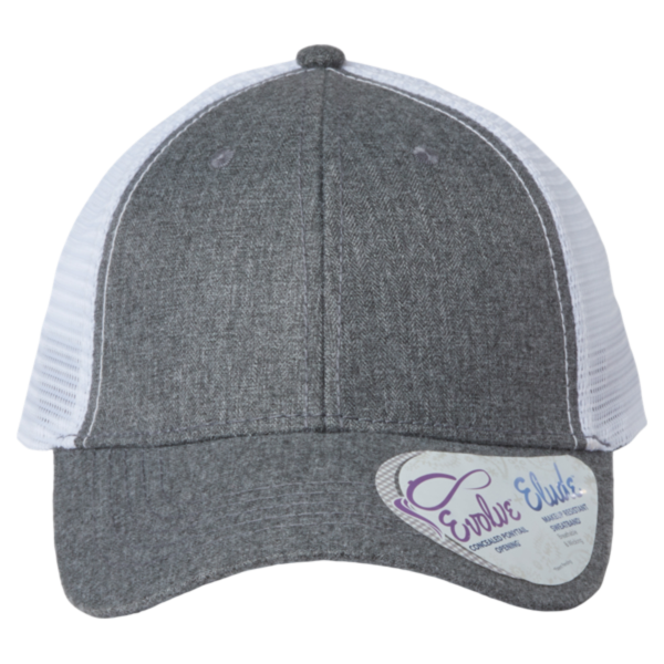 Infinity Her Women's Modern Trucker Cap, Heather Grey / White, Front view