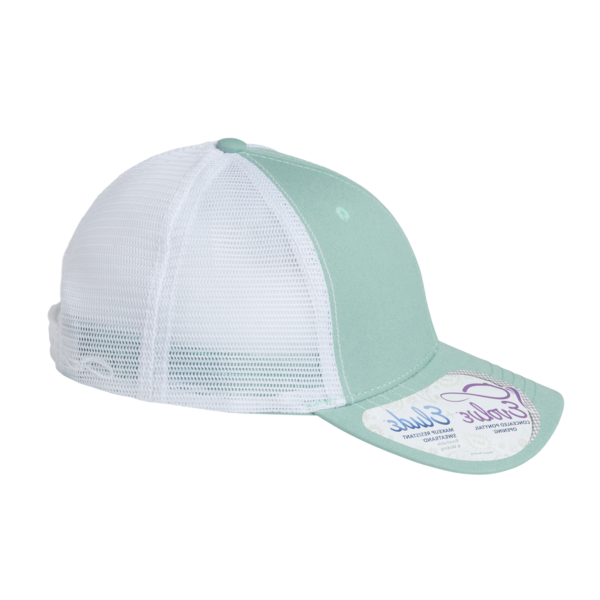 Infinity Her Women's Modern Trucker Cap, Seafoam / White, Right Side view