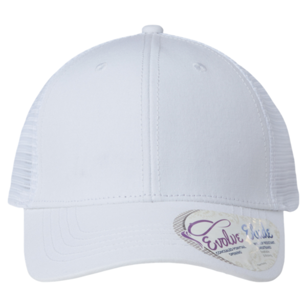 Infinity Her Women's Modern Trucker Cap, White / White, Front view
