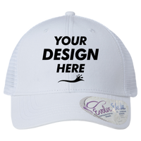 Infinity Her Women's Modern Trucker Cap, White / White, Front view, Mockup