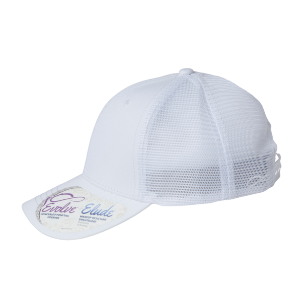 Infinity Her Women's Modern Trucker Cap, White / White, Left Side view