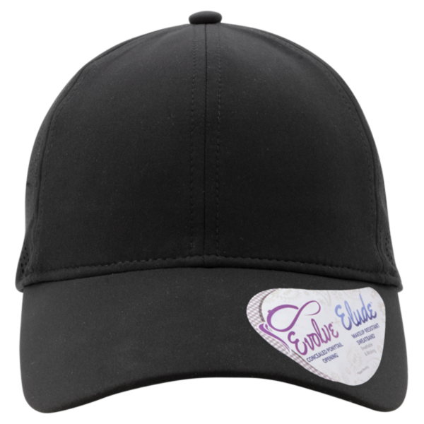 Infinity Her Women's Perforated Performance Cap, Black / Swirl, Front view