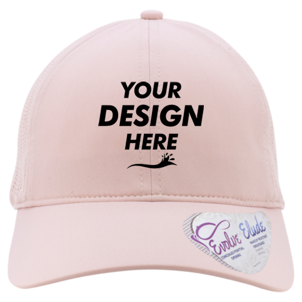Infinity Her Women's Perforated Performance Cap, Dusty Pink / Floral, Front view, Mockup