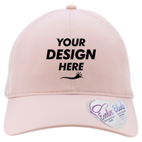 Infinity Her Women's Perforated Performance Cap, Dusty Pink / Floral, Front view, Mockup