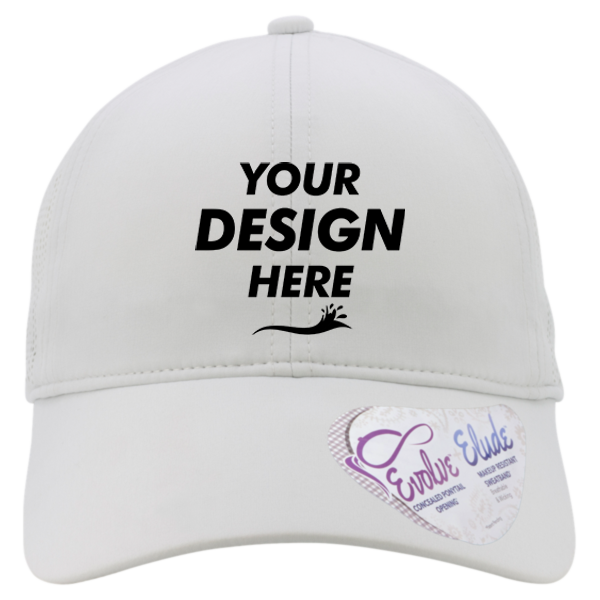 Infinity Her Women's Perforated Performance Cap, Light Grey / Snow Leopard, Front view, Mockup