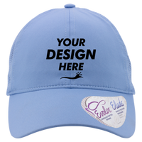 Infinity Her Women's Perforated Performance Cap, Periwinkle / Floral, Front view, Mockup