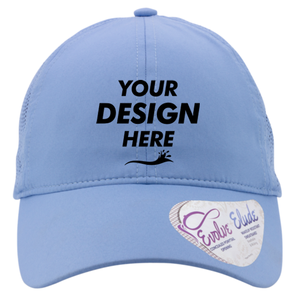 Infinity Her Women's Perforated Performance Cap, Periwinkle / Floral, Front view, Mockup