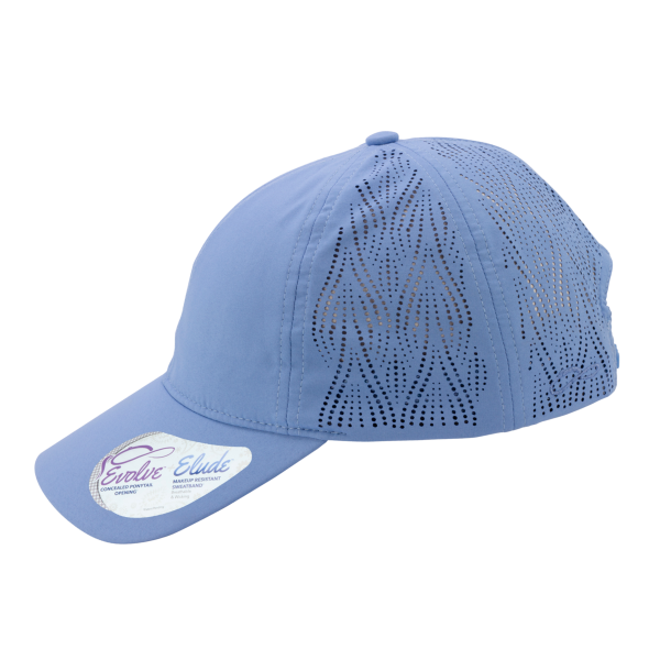Infinity Her Women's Perforated Performance Cap, Periwinkle / Floral, Left Side view