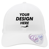 Infinity Her Women's Perforated Performance Cap, White / Floral, Front view, Mockup