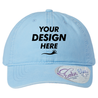 Infinity Her Women's Pigment-Dyed with Fashion Undervisor Cap, Cashmere Blue / Floral, Front view, Mockup