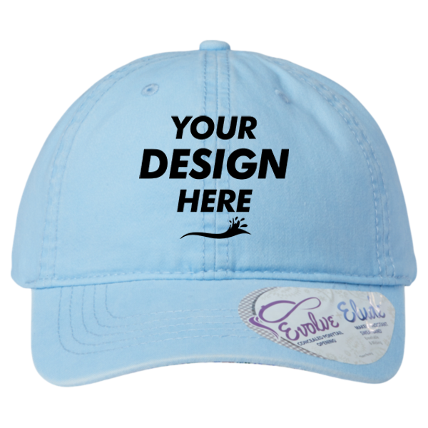 Infinity Her Women's Pigment-Dyed with Fashion Undervisor Cap, Cashmere Blue / Floral, Front view, Mockup