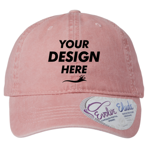Infinity Her Women's Pigment-Dyed with Fashion Undervisor Cap, Dusty Pink / Floral, Front view, Mockup