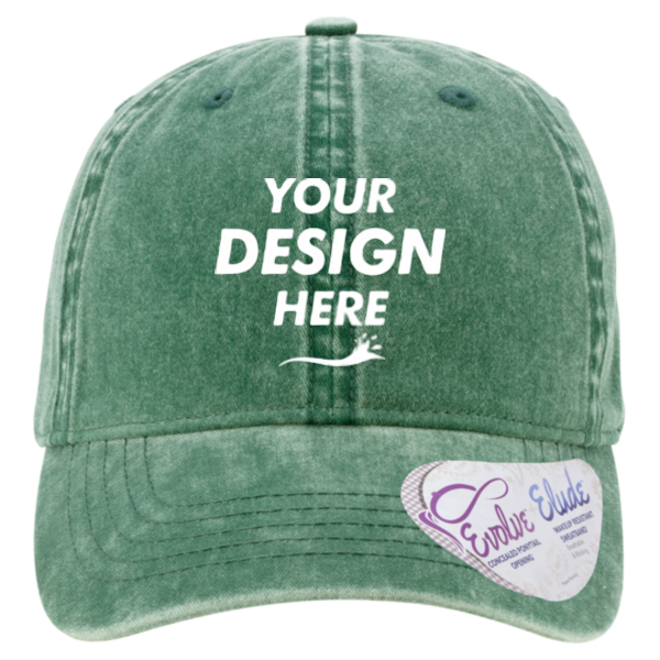 Infinity Her Women's Pigment-Dyed with Fashion Undervisor Cap, Jade / Daisy, Front view, Mockup