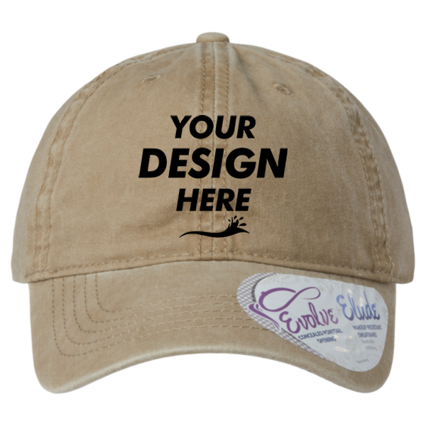Infinity Her Women's Pigment-Dyed with Fashion Undervisor Cap, Khaki / Camo, Front view, Mockup