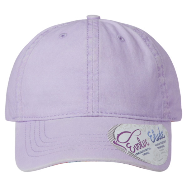Infinity Her Women's Pigment-Dyed with Fashion Undervisor Cap, Lavender / Stripes, Front view