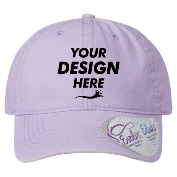 Infinity Her Women's Pigment-Dyed with Fashion Undervisor Cap, Lavender / Stripes, Front view, Mockup