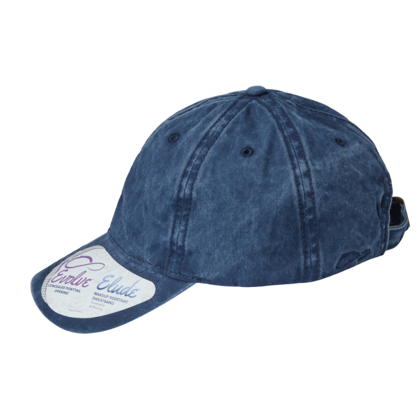 Infinity Her Women's Pigment-Dyed with Fashion Undervisor Cap, Navy / Stripes, Left Side view