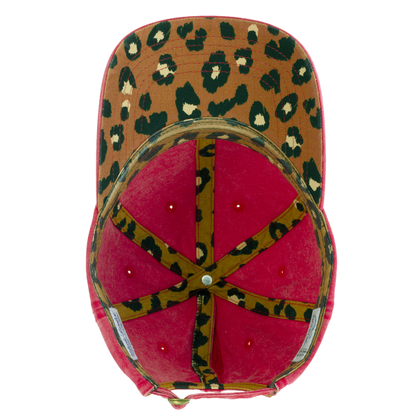 Infinity Her Women's Pigment-Dyed with Fashion Undervisor Cap, Red / Leopard, Visor view