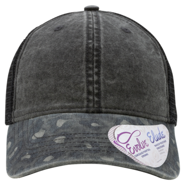 Infinity Her Women's Printed Bill with Mesh Back Cap, Black / Black Leopard / Black, Front view