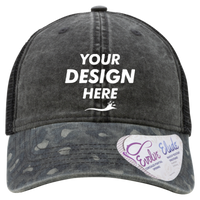 Infinity Her Women's Printed Bill with Mesh Back Cap, Black / Black Leopard / Black, Front view, Mockup