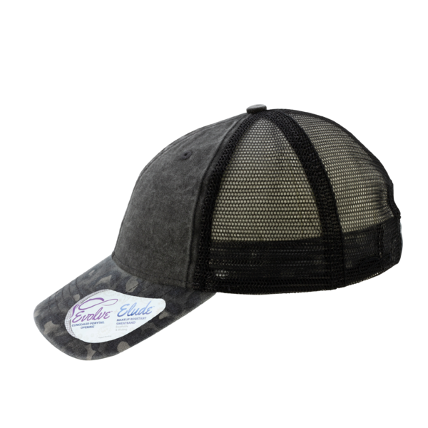 Infinity Her Women's Printed Bill with Mesh Back Cap, Black / Black Leopard / Black, Left Side view