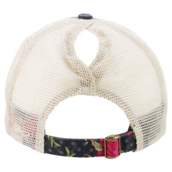 Infinity Her Women's Printed Bill with Mesh Back Cap, Black / Floral / Khaki, Back view