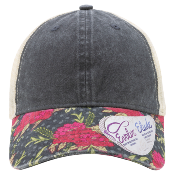 Infinity Her Women's Printed Bill with Mesh Back Cap, Black / Floral / Khaki, Front view