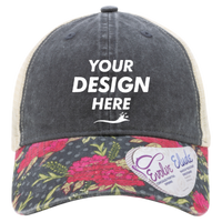 Infinity Her Women's Printed Bill with Mesh Back Cap, Black / Floral / Khaki, Front view, Mockup