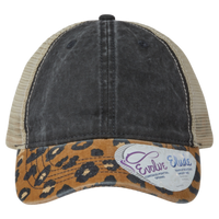 Infinity Her Women's Printed Bill with Mesh Back Cap, Black / Leopard / Khaki, Front view