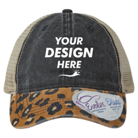 Infinity Her Women's Printed Bill with Mesh Back Cap, Black / Leopard / Khaki, Front view, Mockup