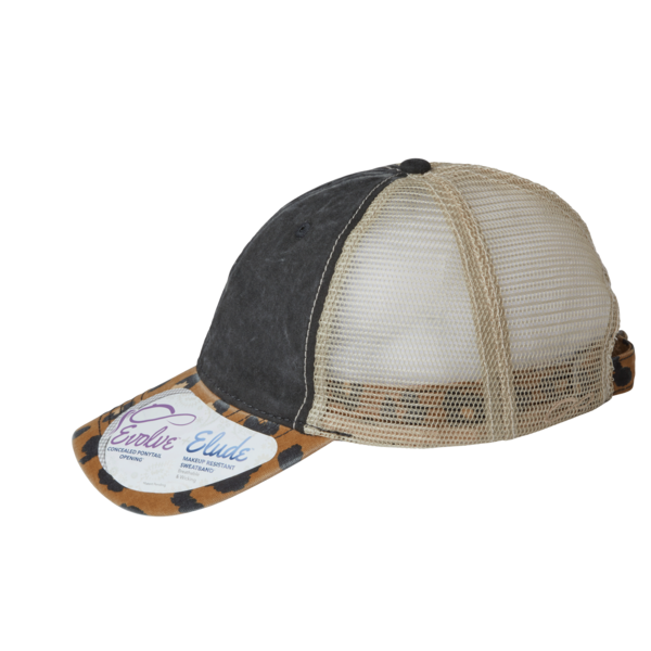 Infinity Her Women's Printed Bill with Mesh Back Cap, Black / Leopard / Khaki, Left Side view