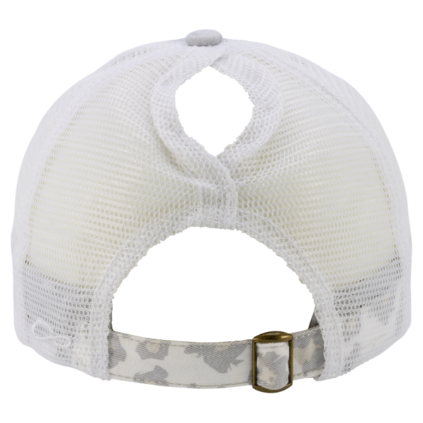 Infinity Her Women's Printed Bill with Mesh Back Cap, Grey / Snow Leopard / White, Back view