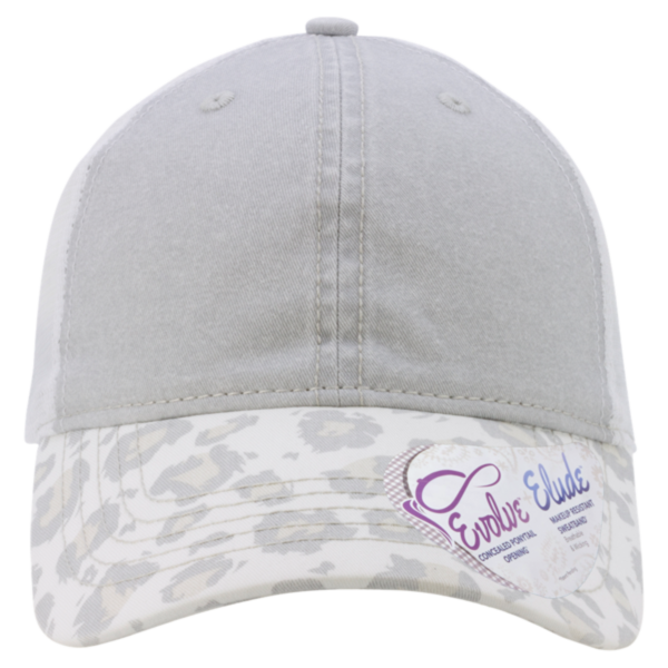Infinity Her Women's Printed Bill with Mesh Back Cap, Grey / Snow Leopard / White, Front view